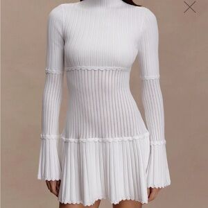 Meshki White Ribbed Mini Dress